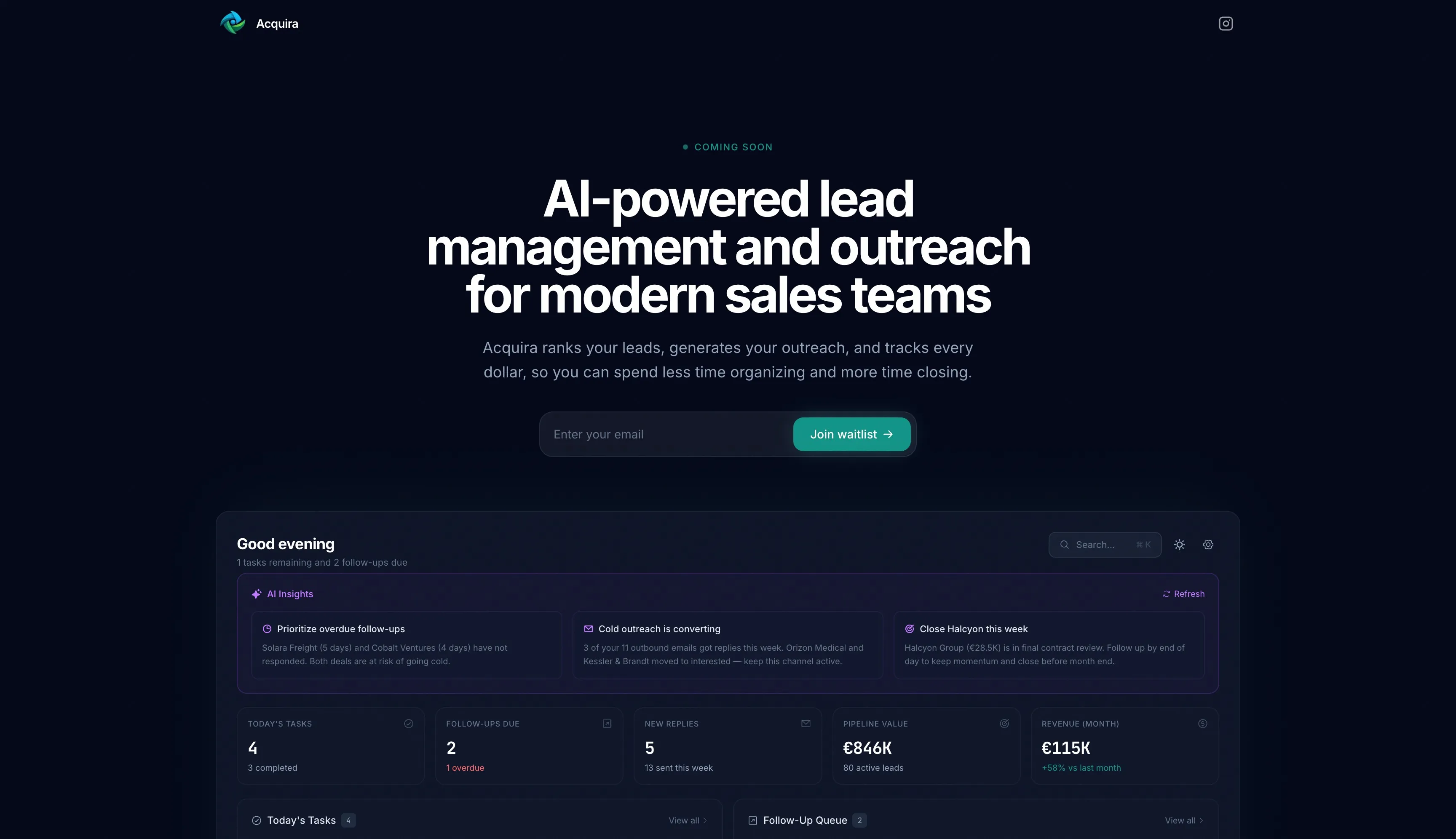 Acquira — Pre-Launch Waitlist Website for an AI Sales Platform — byCedric Studio